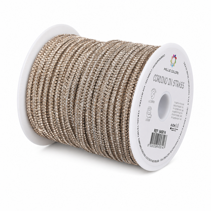 Champagne – Cordino Strass 6 mm/30 m – Tutti i Colori – Immagine 2 di 4