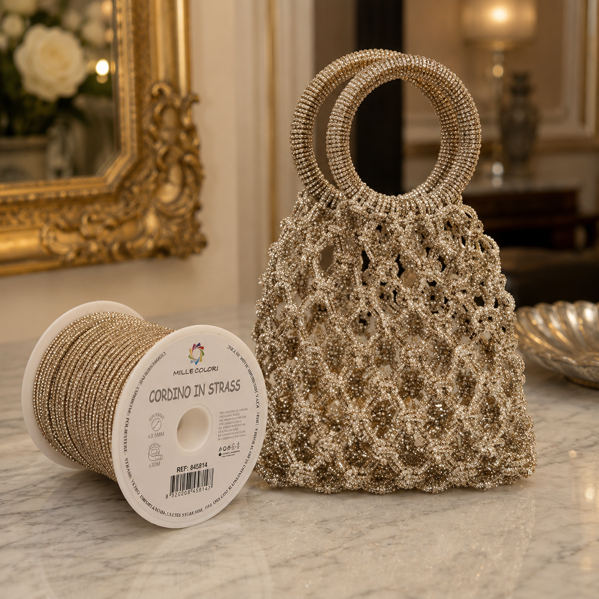 Champagne – Cordino Strass 6 mm/30 m – Tutti i Colori – Immagine 4 di 4