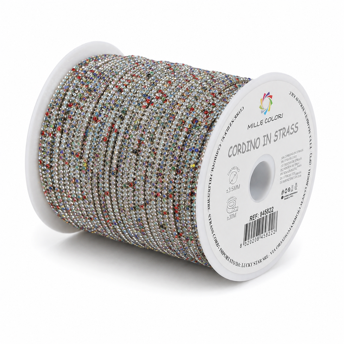 Multicolore – Cordino Strass 3,5 mm/30 m – Tutti i Colori – Immagine 1 di 4