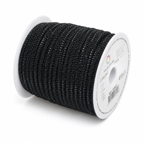 Nero – Cordino Strass 6 mm/30 m – Tutti i Colori – Immagine 2 di 4