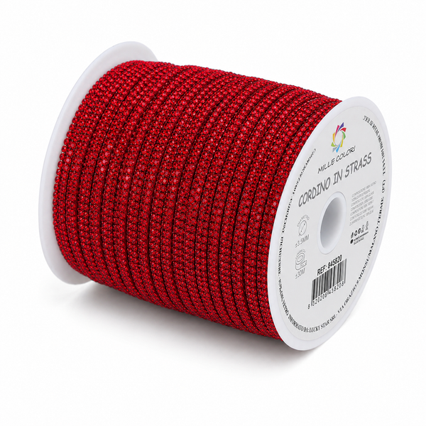 Rosso – Cordino Strass 6 mm/30 m – Tutti i Colori – Immagine 2 di 4