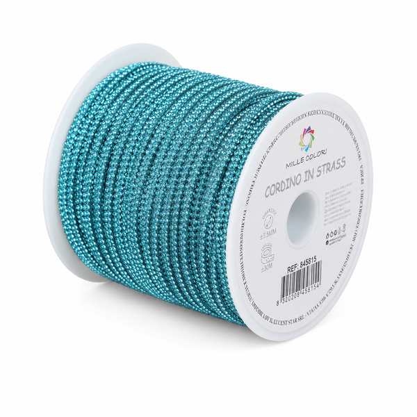 Turchese – Cordino Strass 6 mm/30 m – Tutti i Colori – Immagine 2 di 4