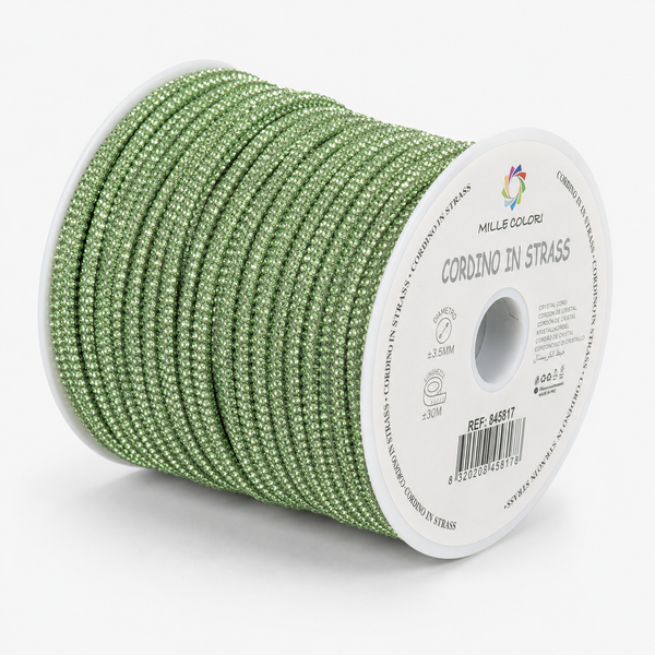 Verde – Cordino Strass 6 mm/30 m – Tutti i Colori – Immagine 2 di 4