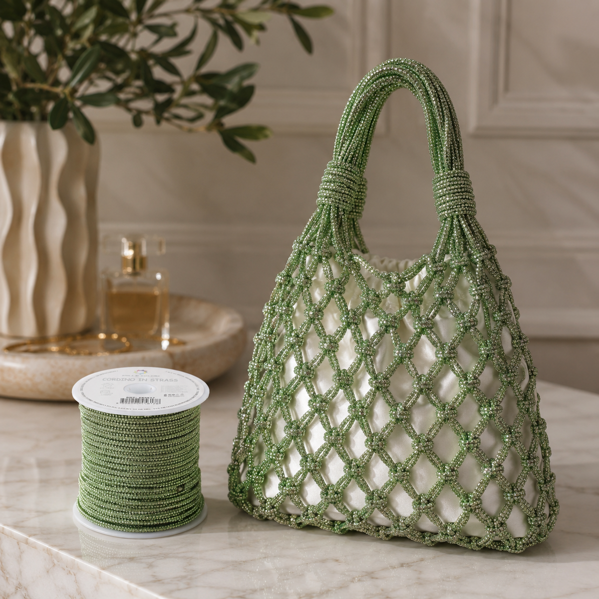 Verde – Cordino Strass 6 mm/30 m – Tutti i Colori – Immagine 4 di 4