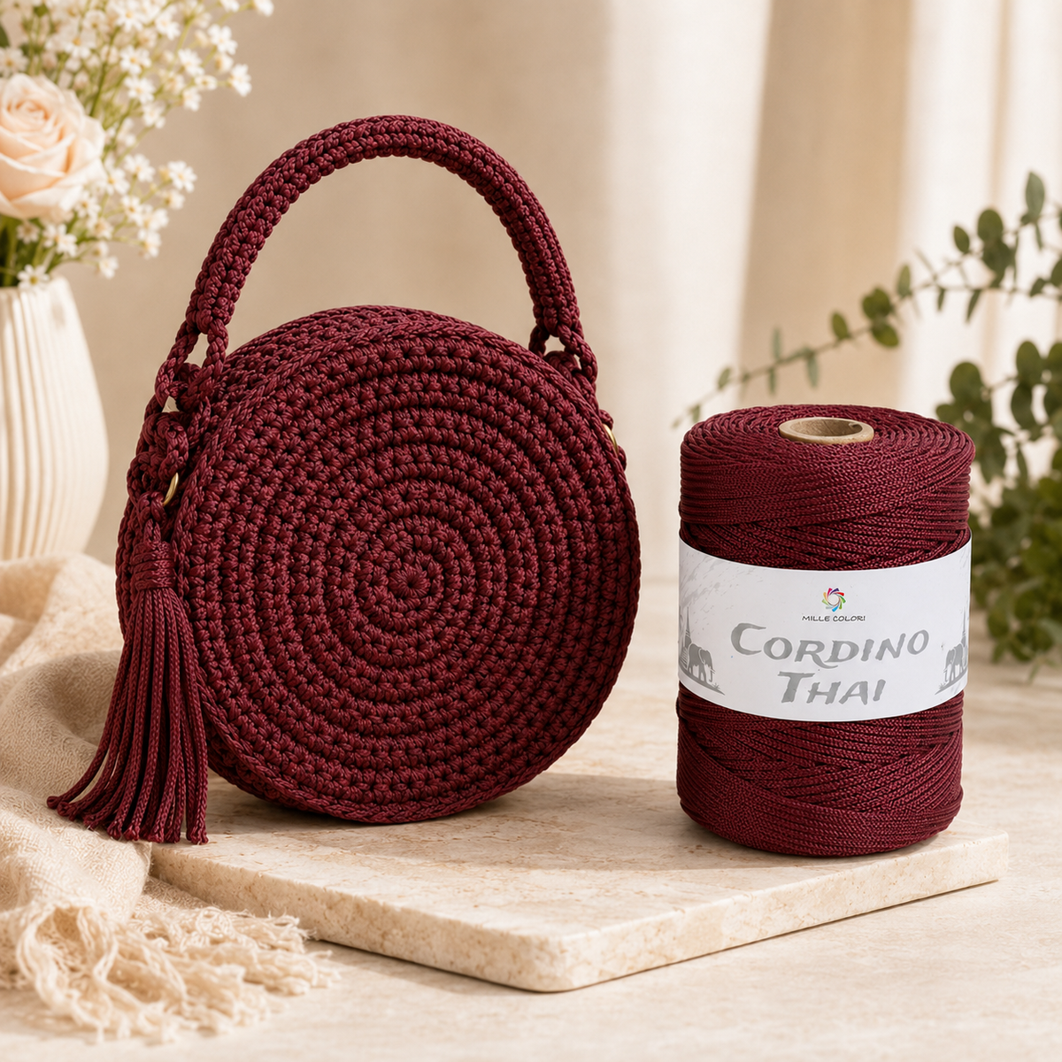 Bordeaux – Cordino Thai 3 mm 300 m 400 g – Tutti i Colori – Immagine 3 di 3