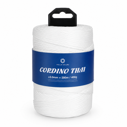 Cordino Thai 3mm 300m 400g per borse e intreccio - Bianco