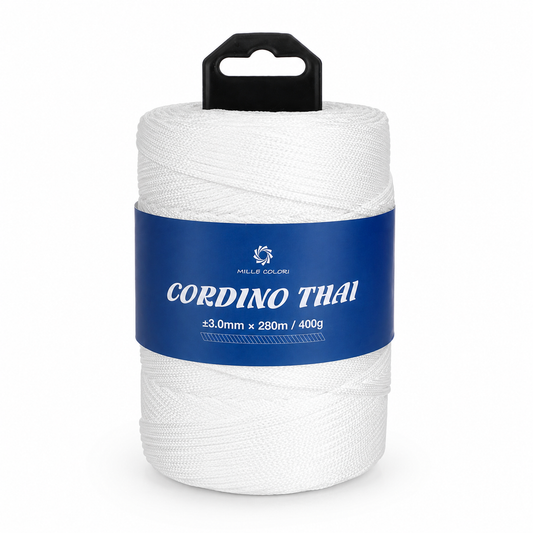 Cordino Thai 3mm 300m 400g per borse e intreccio - Bianco