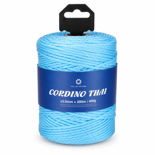 Cordino Thai 3mm 300m 400g per borse e intreccio - Celeste