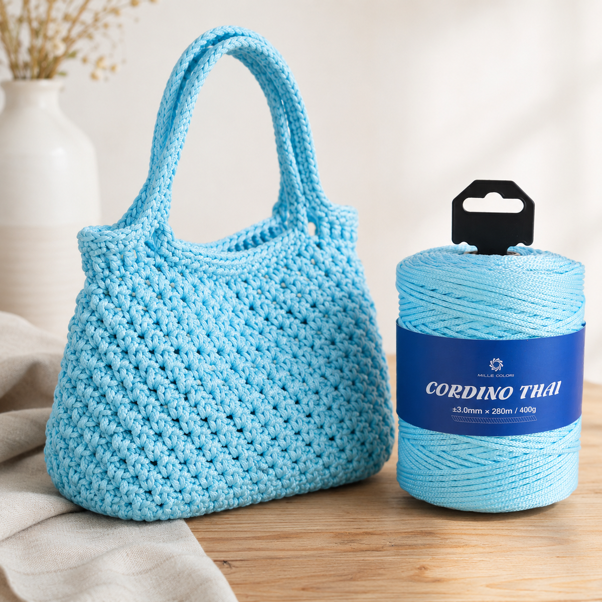 Celeste – Cordino Thai 3 mm 300 m 400 g – Tutti i Colori – Immagine 3 di 3
