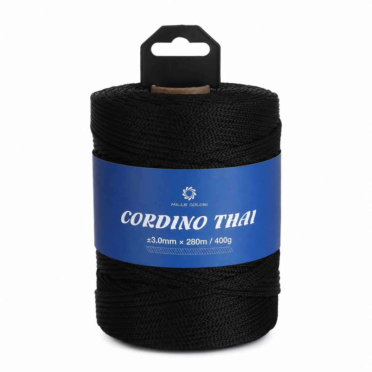 Cordino Thai 3mm 300m 400g per borse e intreccio - Nero