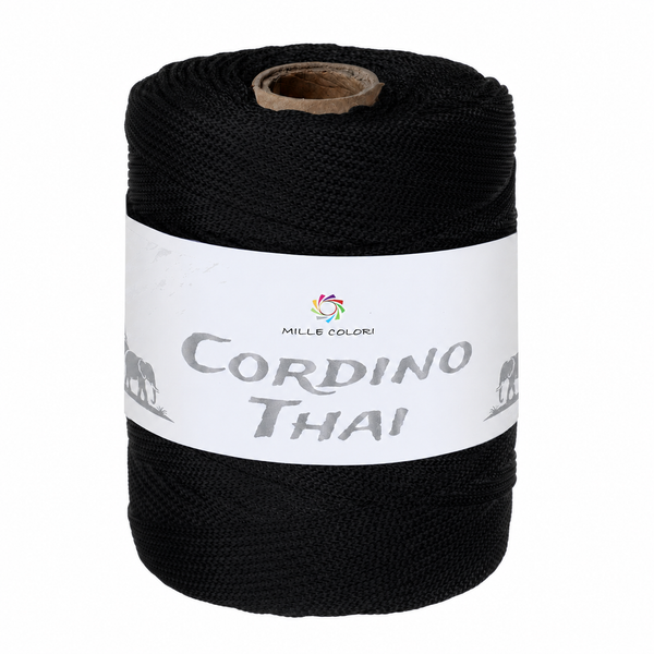 Cordino Thai 3mm 300m 400g per borse e intreccio - Nero