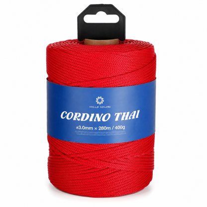 Cordino Thai 3mm 300m 400g per borse e intreccio - Rosso