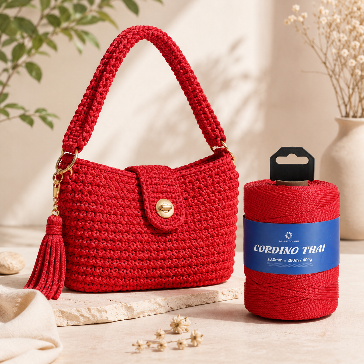 Rosso – Cordino Thai 3 mm 300 m 400 g – Tutti i Colori – Immagine 3 di 3