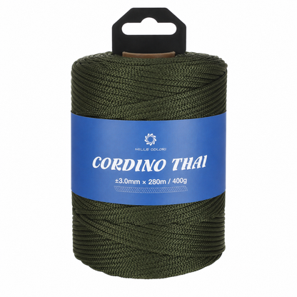  Cordino Thai 3mm 300m 400g per borse e intreccio - Verde 