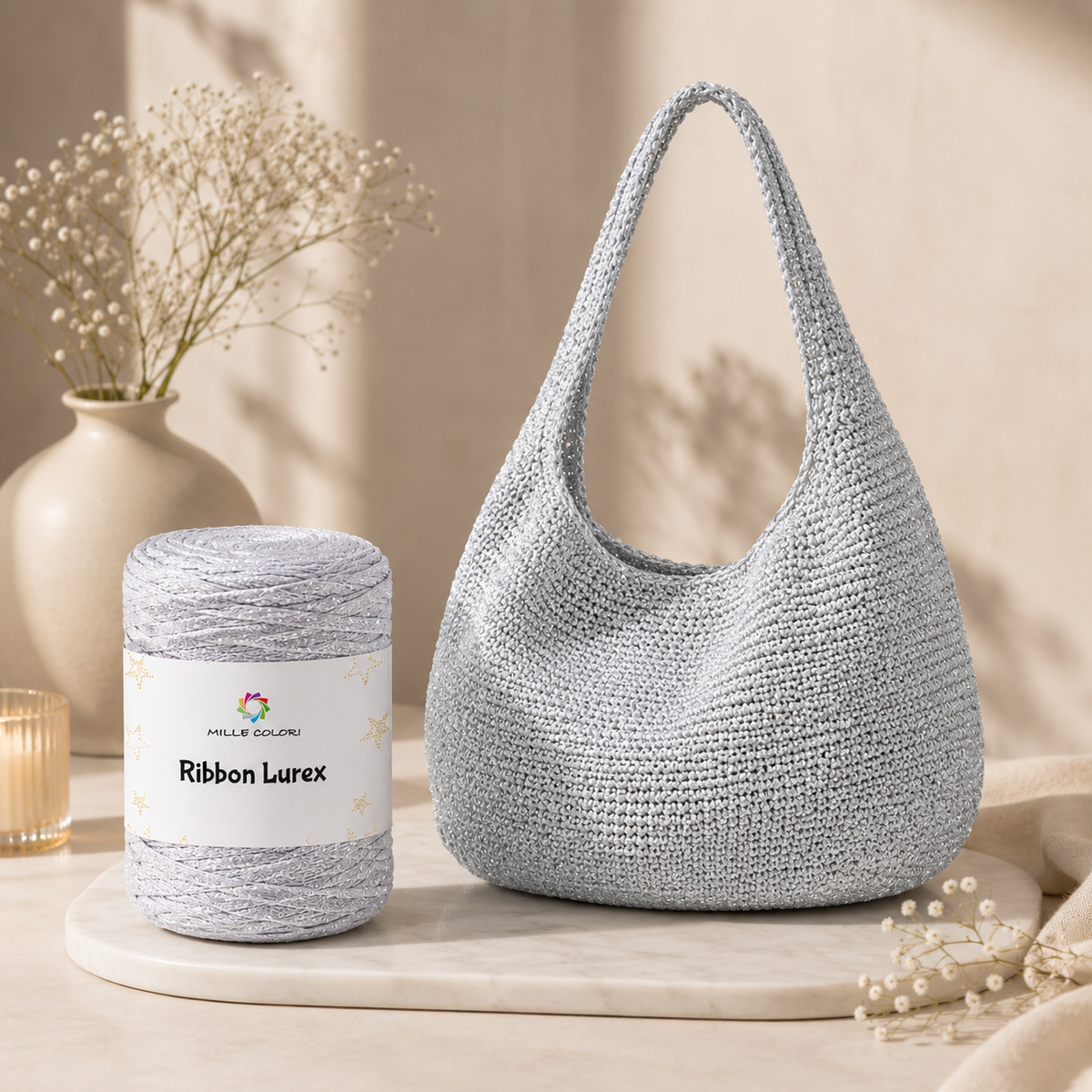 Bianco Argento – Ribbon Lurex 250 g – Tutti i Colori – Immagine 3 di 3