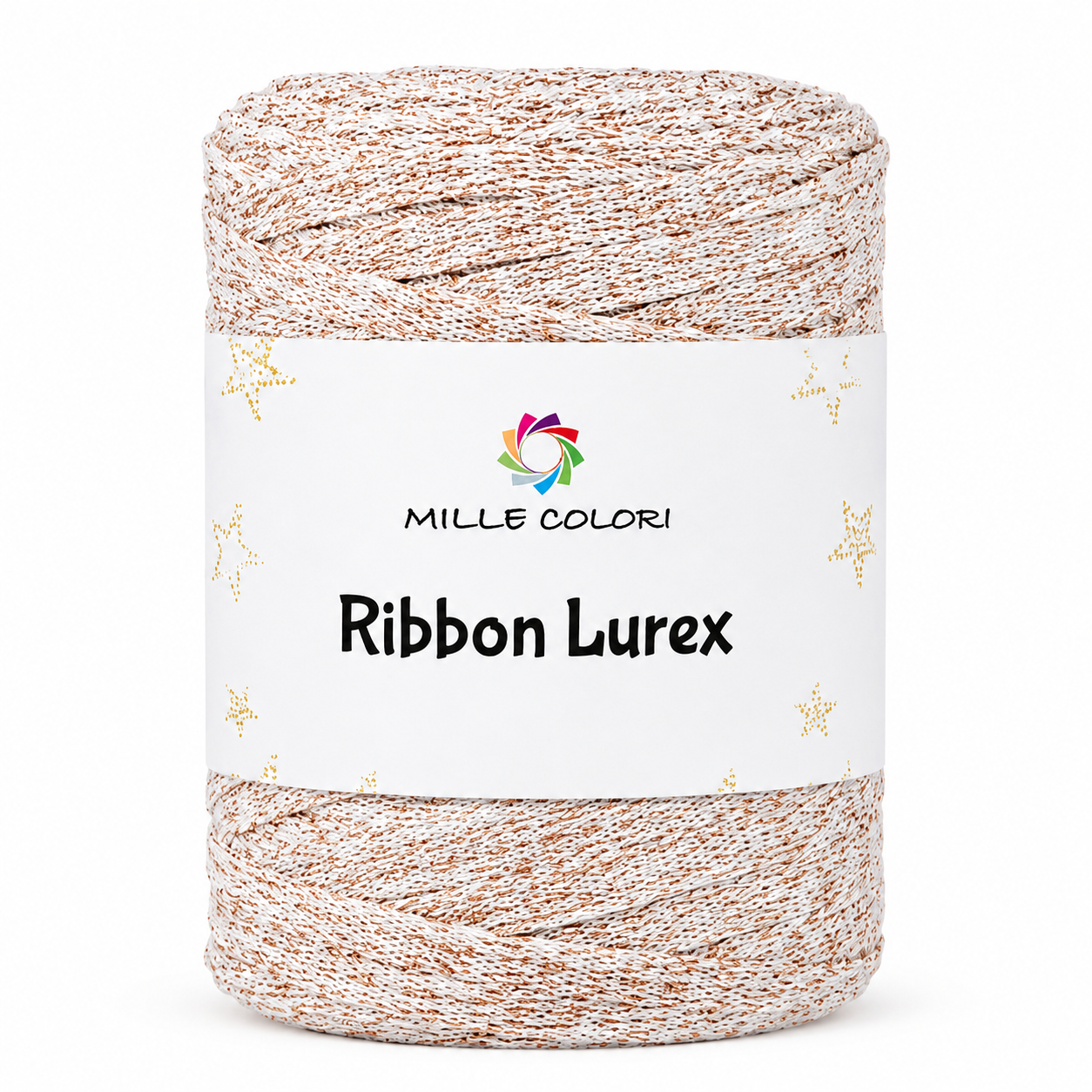 Cordino piatto Ribbon lurex Bianco rame 250g borsa