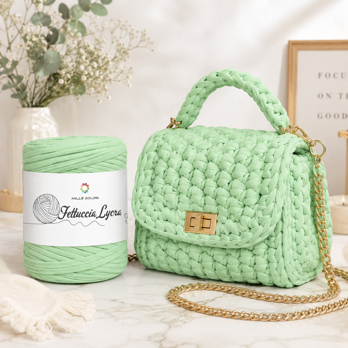 Fettuccia T-shirt 350g per borse Verde Acqua Borse