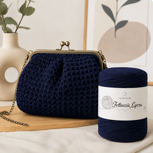 Fettuccia T-shirt per borse, tappeti e accessori handmade -Blu navy Borsa