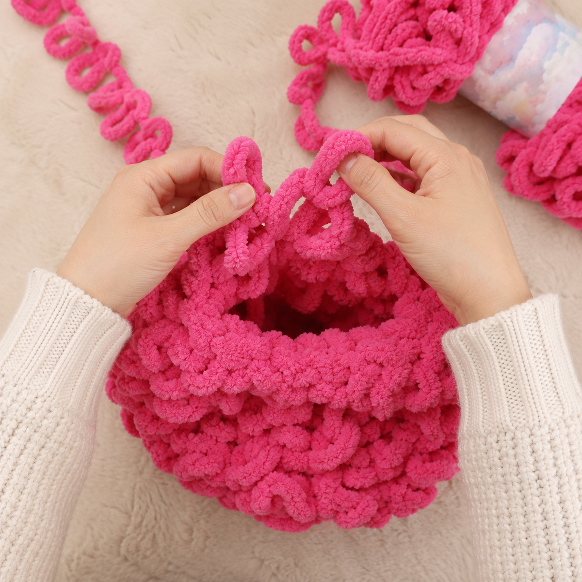 Fucsia – Filato Mani 8 mm 100 g – Tutti i Colori – Immagine 3 di 3
