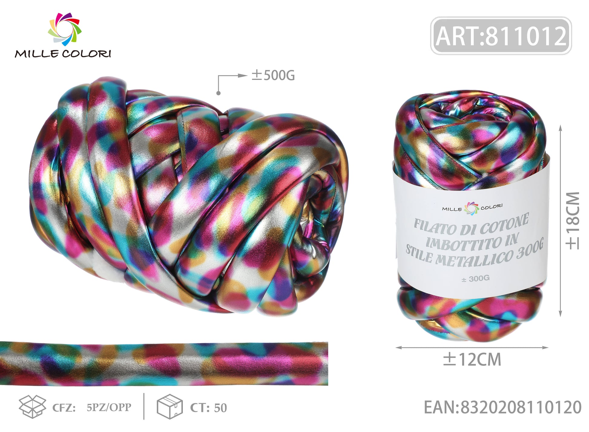Filato Marshmallow Metallizzato Multicolore 300g Mille Colori per borse handmade