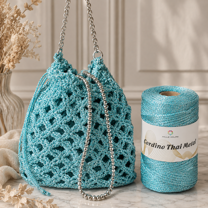 Azzurro – Filato Metallico Leggero 200 g/240 m – Tutti i Colori – Immagine 3 di 3