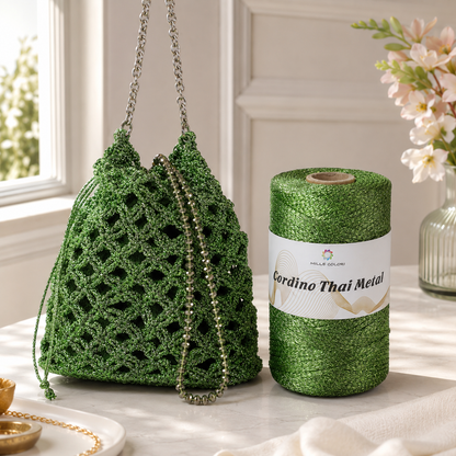 Verde Mela – Filato Metallico Leggero 200 g/240 m – Tutti i Colori – Immagine 3 di 3