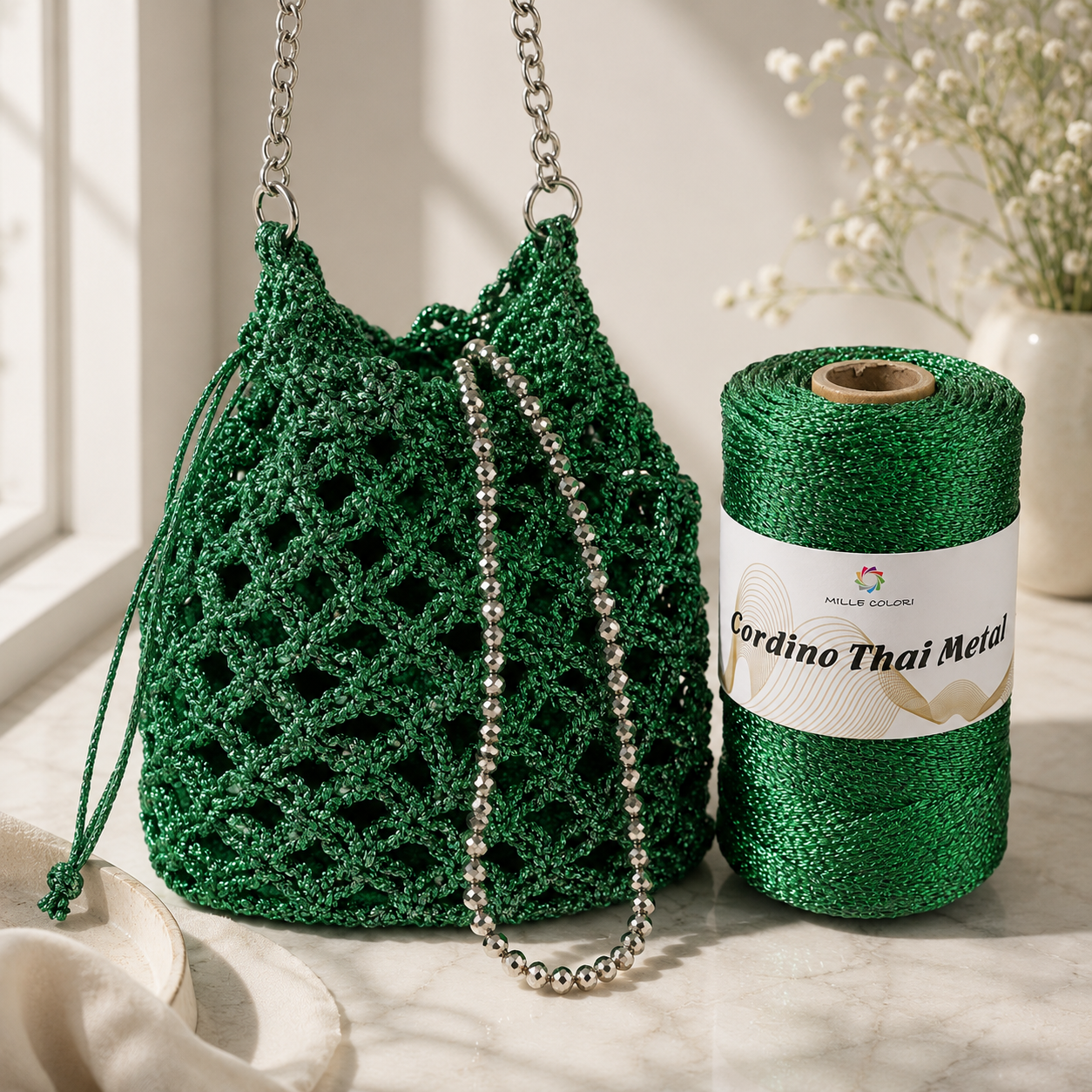 Filato Metallico Verde Natale borsa