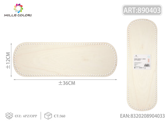 Fondo ovale in legno 36x12cm per borse artigianali, prodotto originale brand Mille Colori