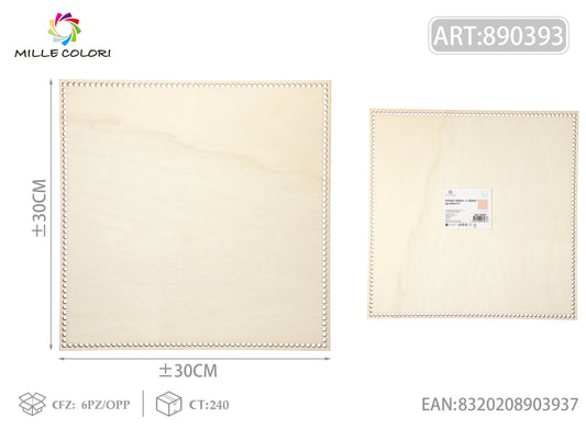 Fondo quadrato in legno 30x30cm per borse artigianali, prodotto originale brand Mille Colori