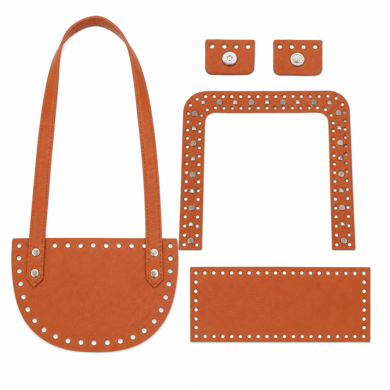 Kit per Borsa Fai da Te con Manici Lunghi, Pannelli Preforati e Componenti in Ecopelle | Mille Colori Caramello