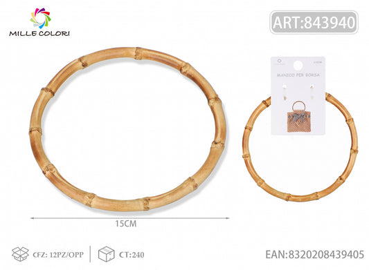 Manico per borsa in bambù tondo 15 cm Mille Colori per borse fai da te e handmade