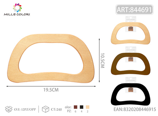 Manico per borsa in legno sagomato 19,5x10,5 cm Mille Colori per borse fai da te e handmade