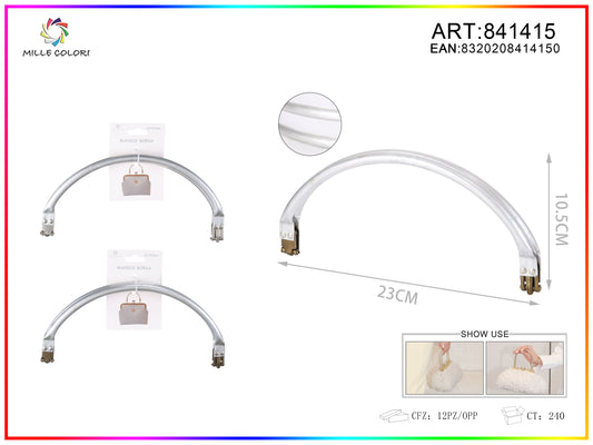 Manico per borsa in metallo curvo 23x10,5 cm argento Mille Colori per borse fai da te e handmade