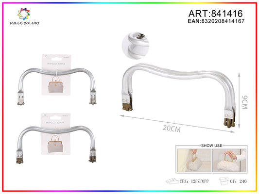 Manico per borsa in metallo ondulato 20x9 cm argento Mille Colori per borse fai da te e handmade