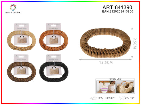 Manico per borsa ovale intrecciato 13,5x9,5 cm Mille Colori per borse fai da te e handmade