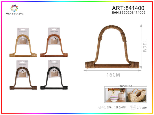 Manico per borsa semicircolare intrecciato con barra 16x13 cm Mille Colori per borse fai da te e handmade