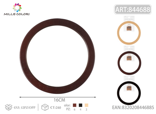 Manico per borsa tondo in legno 16 cm Mille Colori per borse fai da te e handmade