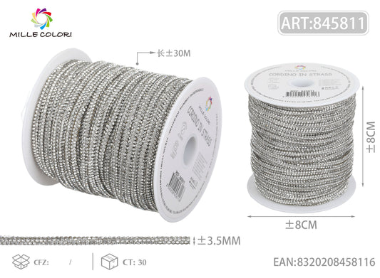 Cordino Strass Bianco per Borse Handmade – Rotolo 30 Metri | Mille Colori