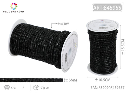 Cordino Strass Nero per Borse Handmade – Rotolo 30 Metri | Mille Colori