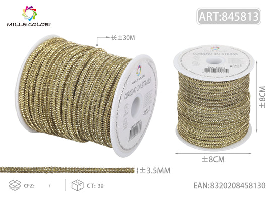 Cordino Strass Oro per Borse Handmade – Rotolo 30 Metri | Mille Colori