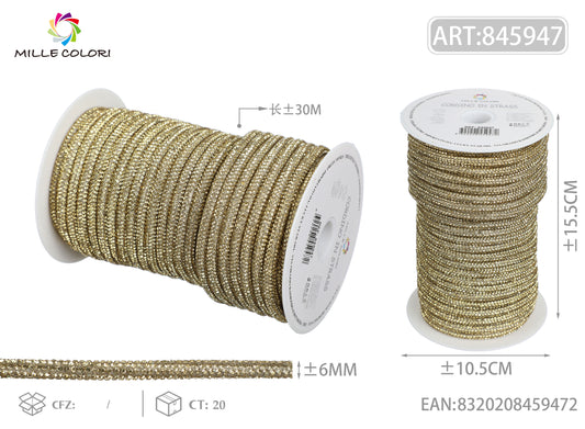 Cordino Strass Oro per Borse Handmade – Rotolo 30 Metri | Mille Colori