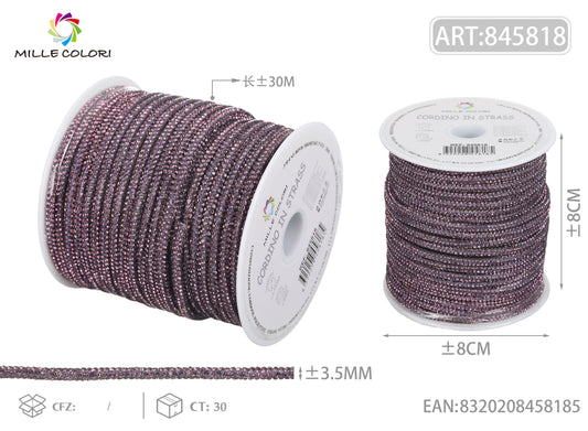 Cordino Strass Viola per Borse Handmade – Rotolo 30 Metri | Mille Colori