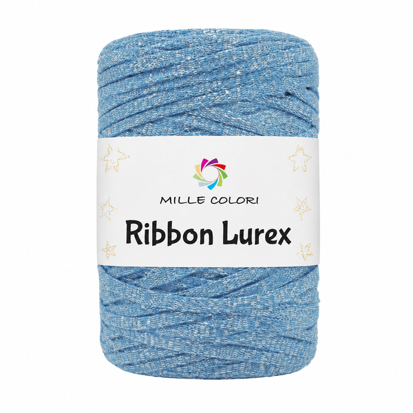 Ribbon Lurex 250g cordino piatto per borse -Blu Argento