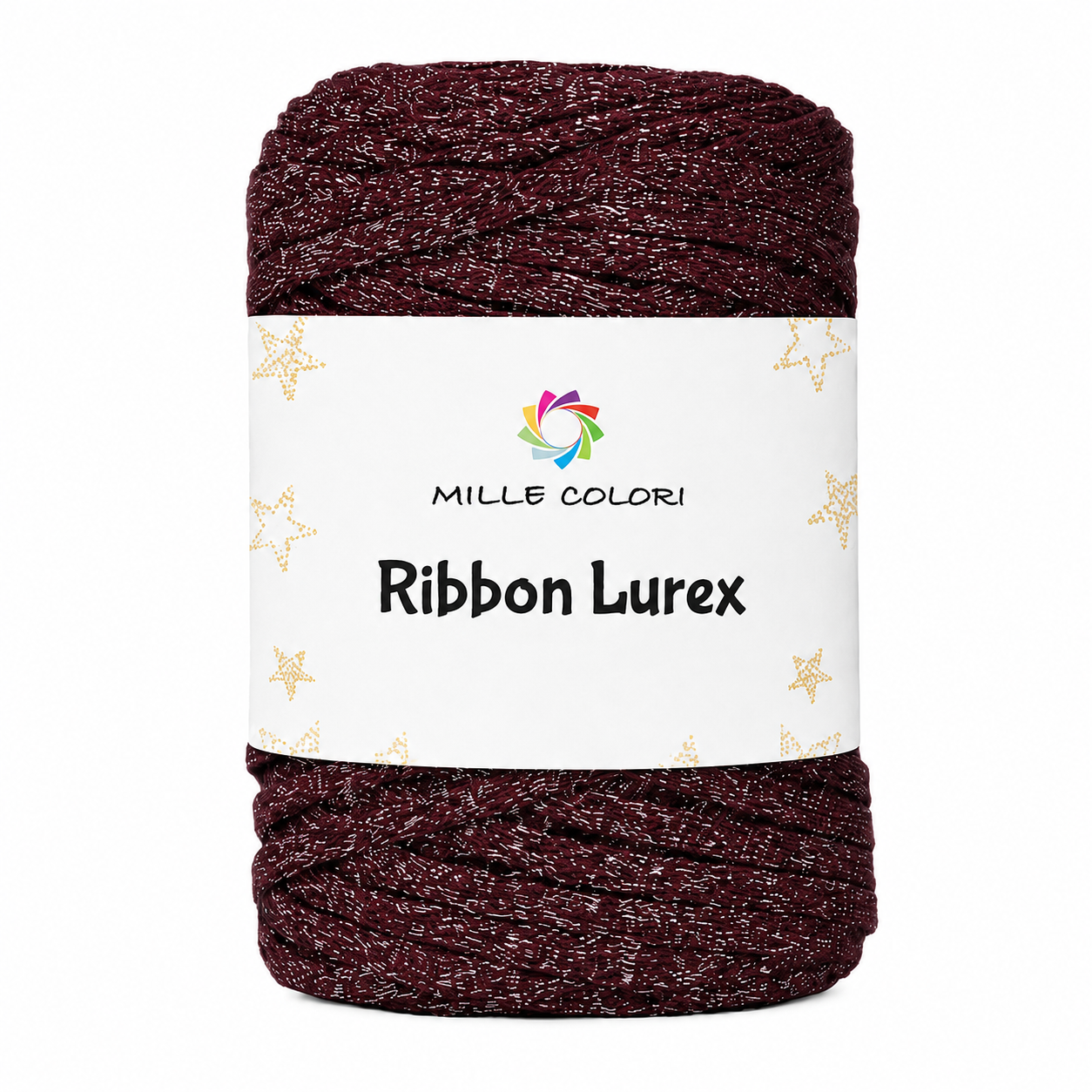 Ribbon Lurex 250g cordino piatto per borse -Bordeaux Argento