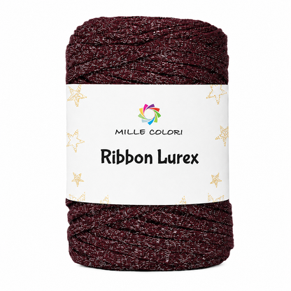 Ribbon Lurex 250g cordino piatto per borse -Bordeaux Argento
