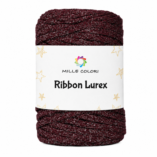 Ribbon Lurex 250g cordino piatto per borse -Bordeaux Argento