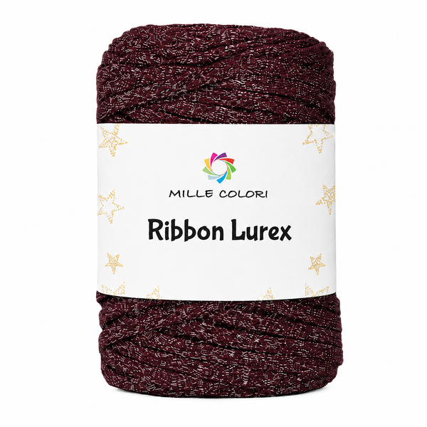 Ribbon Lurex 250g cordino piatto per borse -Bordeaux Argento