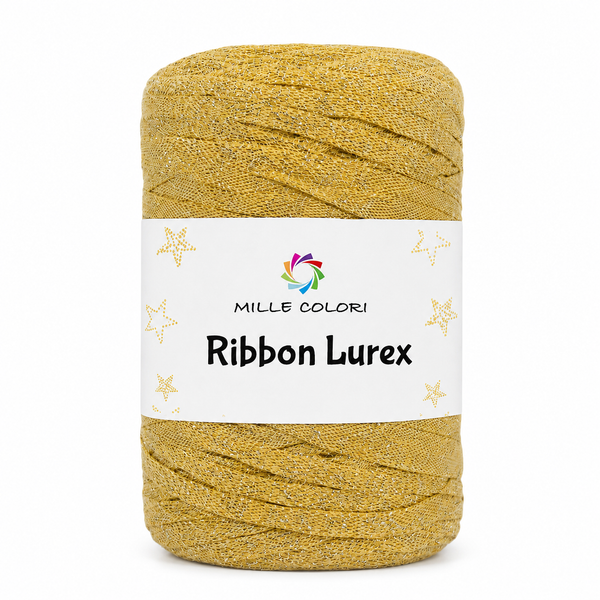 Ribbon Lurex 250g cordino piatto per borse -Giallo Argento