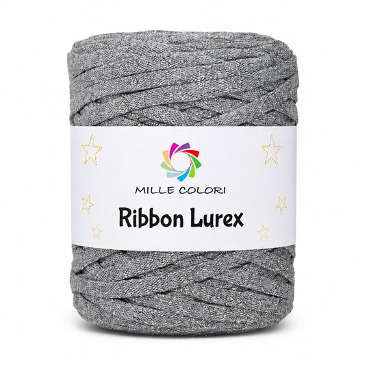 Ribbon Lurex 250g cordino piatto per borse -Grigio Argento