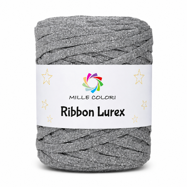 Ribbon Lurex 250g cordino piatto per borse -Grigio Argento